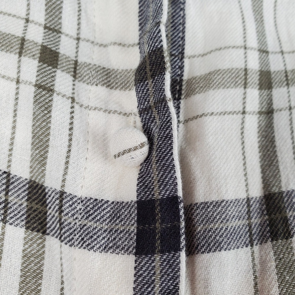 Asos Design Mini Skater Shirt Dress Women 12 CreamBlack Plaid Cotton Drawstring - Picture 8 of 16